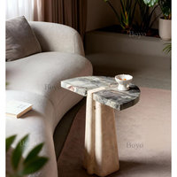 Table d'appoint en marbre mélangé couleur pierre pour salon, tables d'appoint vintage françaises noires