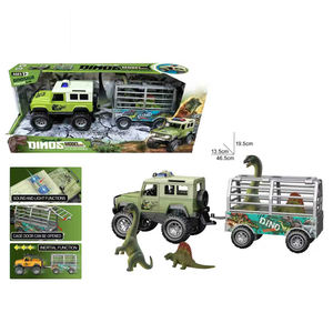 Dinosaurus Jurassic Transport Truck Voertuig Monster Kooi Set-Traagheid Auto Met Verlichting En Geluiden Plastic Montage Vereist - Product Image 1