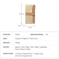 Dompet Wanita Panjang dari Kulit PU Model Spliced, Kapasitas Besar dengan Banyak Slot Kartu, Lapisan Poliester