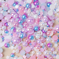 Nouveauté 2026 : Perles plates à dos plat en strass AB, demi-perles à dos plat pour la décoration DIY