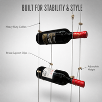 Composants de casier à vin commercial : Pinces double face et ensemble de tendeurs de câble à billes pour quincaillerie de présentation de meuble à vin de bar moderne