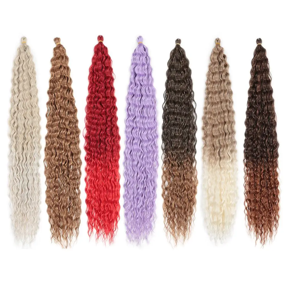 Wholesale Synthetic Water Curl Crochet Braids Hair Bulk Extensions Deep Wave Twist Ombre Synthetic Curly Braiding Hair