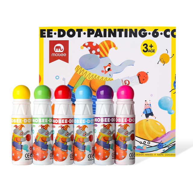 Gxin P022B01 6 Colors Bingo Dot Markers Display Box Washable Non-Toxic DIY Educational Art for Kids Painting Dot Markers
