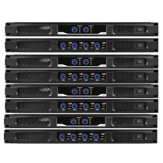 4 Channel 5200W Power Amplifier 2 Channel 2600 Watt Digital AMP Drive 12" 10" 8" Speaker