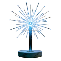 Lumière Paysagère Effet Feu d'Artifice en Acier Inoxydable avec Base en Marbre LED, Décoration Artistique Contemporaine Intérieur-Extérieur, IP65, Télécommande