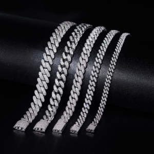 8mm beyaz altın 925 ayar gümüş GRA buzlu Out mossjewelry takı VVS Moissanite elmas küba bağlantı zinciri bilezik erkekler kadınlar için - Product Image 2