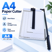 Massicot A4 polyvalent avec base en acier stable pour la découpe de papier multi-format (pour menus, listes de prix)