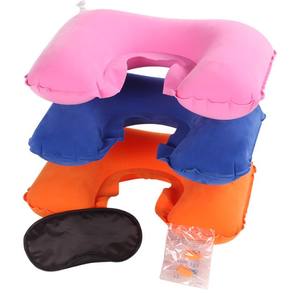 Conjunto de viaje 3 en 1, cojín inflable para el cuello, mascarilla para los ojos y 2 tapones para los oídos, almohada cómoda para viaje de negocios # SJT - Product Image 2