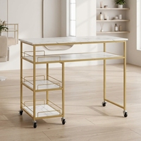 Table de manucure multifonctionnelle en verre avec roulettes, poste de beauté moderne et simple, table de maquillage et de coiffure