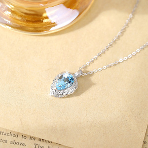 Collier pendentif en argent 925 vintage avec cristal taille poire 7*9mm, délicat, pour femme, motif goutte d'eau en relief, bijoux en pierre naturelle de créateur - Product Image 4
