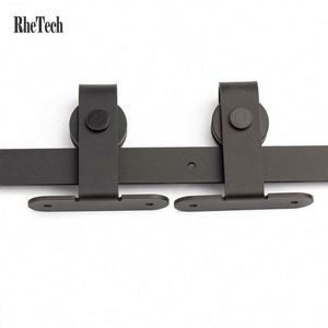 WEKIS Kit de Herrajes Modernos para Puertas Correderas de 120 kg/250 lb, Acero al Carbono Rústico, Tornillos de Latón, para Exteriores, Dormitorios, Cocinas, Alta Calidad - Product Image 3