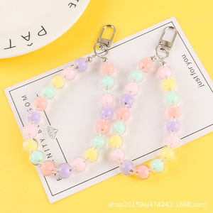 LLavero de coche con cadena redonda transparente creativa, colgante de Color caramelo, pulsera de cuentas de nube, accesorio de decoración para bolso de pareja - Product Image 1