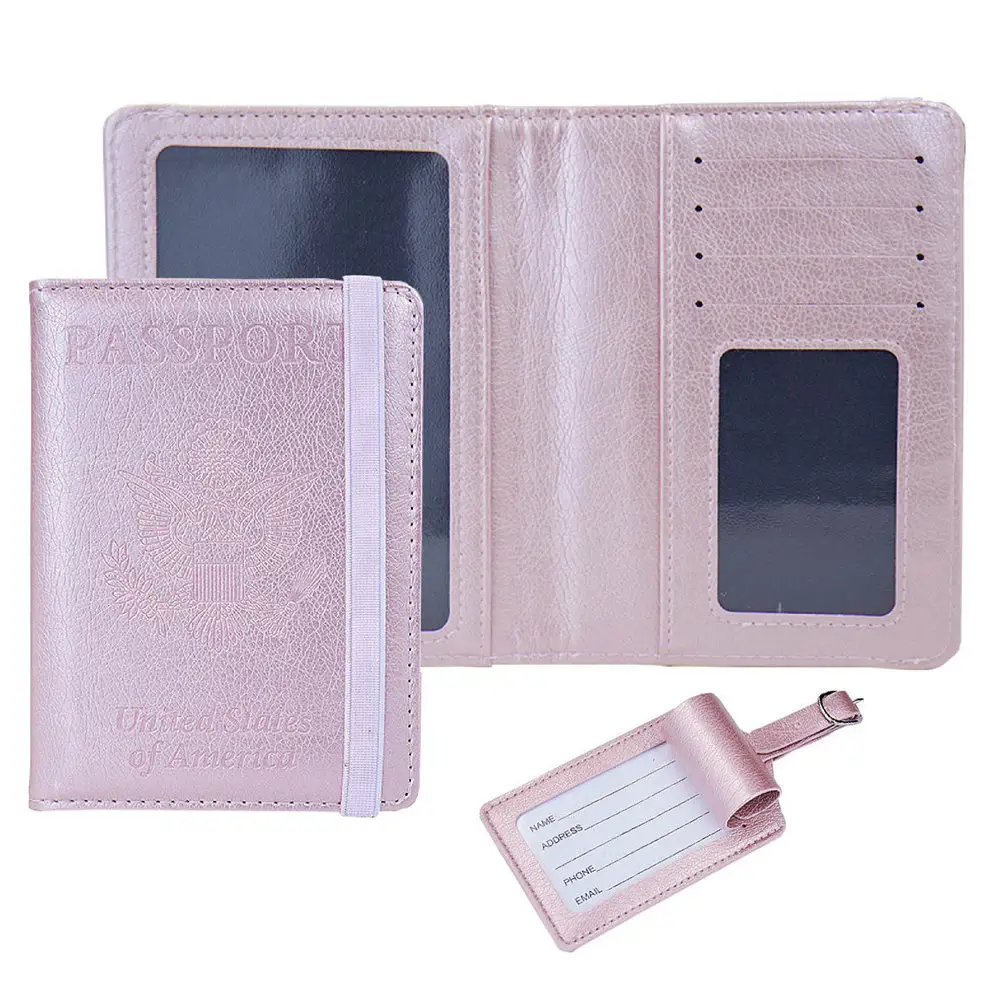 Bán Buôn Đa Chức Năng Pu Leather RFID Chặn Phụ Kiện Du Lịch Đặt Hộ Chiếu Ví Kết Hợp Với Thẻ Hành Lý