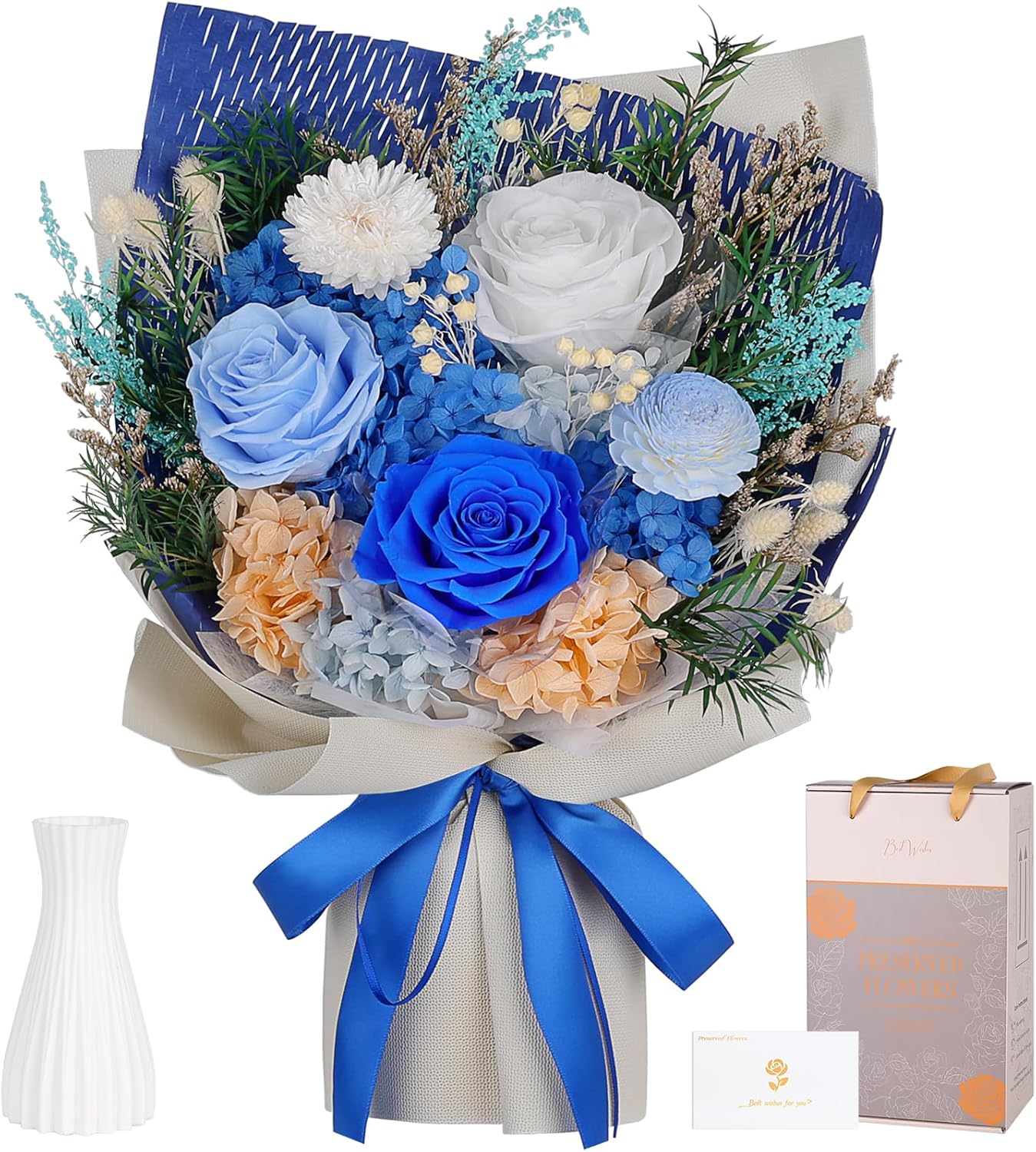 3 rosas azules