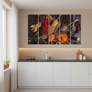 Printed Canvas: Spices Modern Art, Vibrant Kitchen Decor, 5 Panels,5P-Gallery <b>Wrapped</b> - Product Image 3