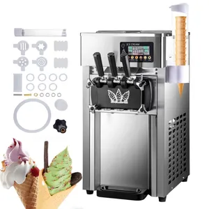 상업용 소프트 아이스크림 기계 3 맛 아이스크림 기계 조리대 젤라토 기계 1200W