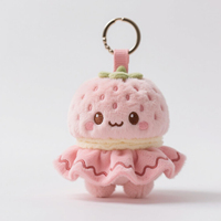 Porte-clés en peluche personnalisé, mignon, en forme de macarons fraises de dessin animé, pour sac à dos