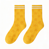 Chaussettes pour femmes en coton personnalisées, blanches/jaunes, détail de la bordure, sans couture, antibactériennes, respirantes, chaussettes décontractées à la cheville, vente en gros
