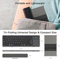 Nuevo Teclado Inalámbrico BT Portátil Plegable con Teclado de Tijera Recargable y Panel Táctil, Compatible con Conexión de 4 Dispositivos