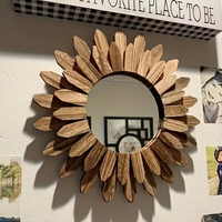 Miroir mural personnalisé avec cadre rond en bois léger, sans alimentation électrique, parfait pour la décoration intérieure, miroir mural en bois en forme d'arche
