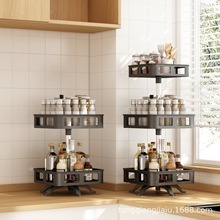 家用厨房可调单层金属香料瓶储物架方形旋转台面搁板 - Product Image 6