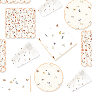 Juego de Vajilla Desechable con Diseño de Flores y Mariposas DAMAI, Platos, Servilletas y Vasos de Papel para Fiestas, Decoración para Mesa - Product Image 1