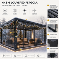 Pergola à lames orientables avec lames de toit en aluminium réglables pour la ventilation et le contrôle de l'ombrage