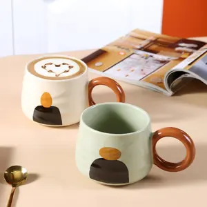 400ml New Design Reusable Girl boy wedding couple Ceramic Tea Cup Mugs With Handle Cute Handmade Glazed Porcelain Coffee Mugs