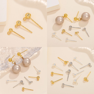 Nantong Rhinestones 925 Sterling Silver <b>Round</b> Ear <b>Posts</b> With Hanging Loop For DIY Jewelry Making Accessories Wholesale - Product Image 2