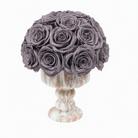 Décorations de Luxe pour la Maison : Vase à Fleurs en Marbre Rose, Plantes Éternelles, Roses Préservées à Vie