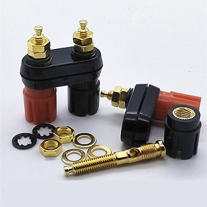 Connecteur banane double rangée plaqué or avec borne de connexion double rangée à tête banane en forme de fleur de prunier - Product Image 1