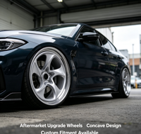 Jantes en alliage d'aluminium forgé JZB 2 pièces, design concave taillé au diamant, face usinée argentée 5x112/120/114.3 pour Tesla BMW M3/M5