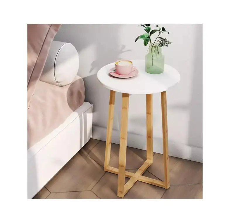 bamboo wood bedSide Table Modern Nightstand Round Side End Accent Coffee Table for Living Room Bedroom Balcony