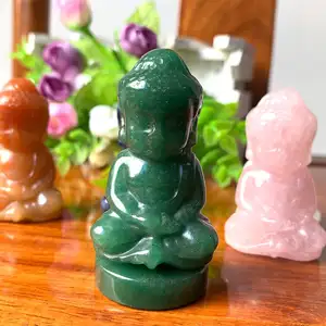 Meditating Zen Buddha Crystal Figurine Crystal Healing Pocket Stone Carved Statue For Home Feng Shui Decoration