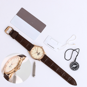 Refined Men's Self-Winding Mechanical Watch Moon Phase <b>Calendar</b> Leather Strap Metal Case for Office Meetings and Casual Occasion - Product Image 5