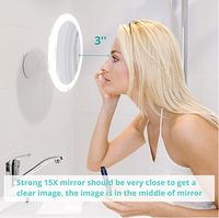 Miroir de Douche Éclairé à Rotation Libre 360° Tendance 2026 Noir avec Grossissement 1X/10X, Miroir Mural à Ventouse en Gel Nouvelle Technologie