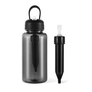 Survival kamp yürüyüş sırt çantasıyla içme acil Ultra filtrasyon filtreli su şişesi taşınabilir su filtresi şişe