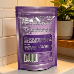 Custom Printed Purple Matte Stand <b>Up</b> Zipper Bags Aluminum Foil Resealable <b>Pouches</b> For 135g Handmade Skin Care Soap Packaging - Product Image 2
