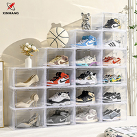 Boîte de rangement pour chaussures en plastique Xinhang, vente chaude, empilable, noire/blanche, transparente, avec aimant