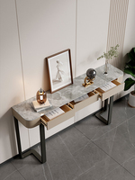 Console minimaliste italienne avec tiroirs, support en métal doré, meuble de décoration pour salon et entrée