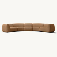 Canapé modulaire incurvé 5 pièces en coton et lin de qualité supérieure, style moderne organique, profil bas, meubles de salon artisanaux