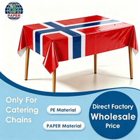 Nouvelle nappe jetable en plastique sur le thème du football Norvège 2026, personnalisable avec logo et couleur, pour bars sportifs, pubs, projections et événements commerciaux.