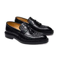 Chaussures en cuir véritable faites à la main - Imprimé animal, pompons, cuir de vachette pleine fleur, style business-casual, antidérapantes, intemporelles, pieds nus, pour le bureau