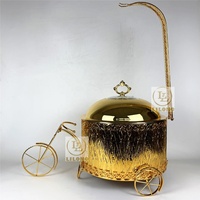 Chauffe-Plats Suspendu en Acier Inoxydable Doré 8L, Design Vélo, pour Mariages, Hôtels, Traiteurs, Buffets et Banquets