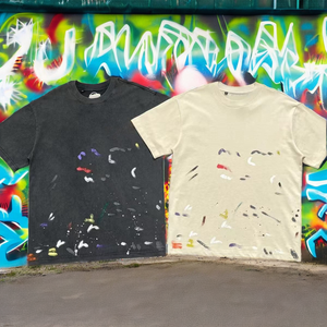 เสื้อยืดลายกราฟฟิตีแบบสาดสีสไตล์วินเทจ ผ้าคอตตอนแท้ 100% เนื้อหนา สำหรับผู้ชาย - Product Image 3