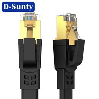 Produsen fleksibilitas kualitas tinggi 100meter 305m Roll Cat 7 Cat 8 Stp/SSTP 40Gbps datar 8P8C jaringan ROHS LAN kabel Ethernet