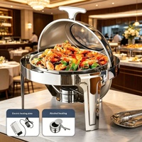 Moderner Klassiker 9L Edelstahl Buffet-Warmhaltebehälter mit Rolldeckel und Intelligenter Digitaler Temperaturregelung für Hotel, Restaurant und Bankett