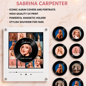 <span class=keywords><strong>ชุด</strong></span>แม่เหล็กติดตู้เย็นแบบหมุนได้ NFC ของ Sabrina Carpenter แบบกำหนดเอง พร้อมรูปภาพส่วนตัว เครื่องเล่นเพลง แม่เหล็กติดตู้เย็น ขายส่ง - Product Image 1