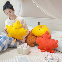 Feuille d'érable en peluche colorée, décoration de canapé à la maison, feuille d'érable suspendue, feuille de ginkgo, coussin en peluche doux