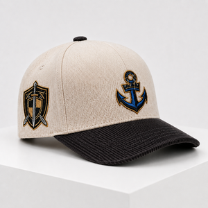 Wholesale Custom Embroidered Logo Unisex Cotton/Corduroy 5 Panel Curved Brim Bill Snapback Waterproof 2-Tone Baseball Caps Hat - Product Image 3